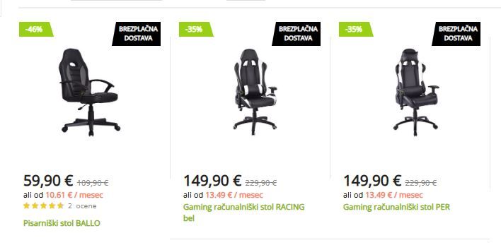 akcija pisarni&scaron;kih stolov
